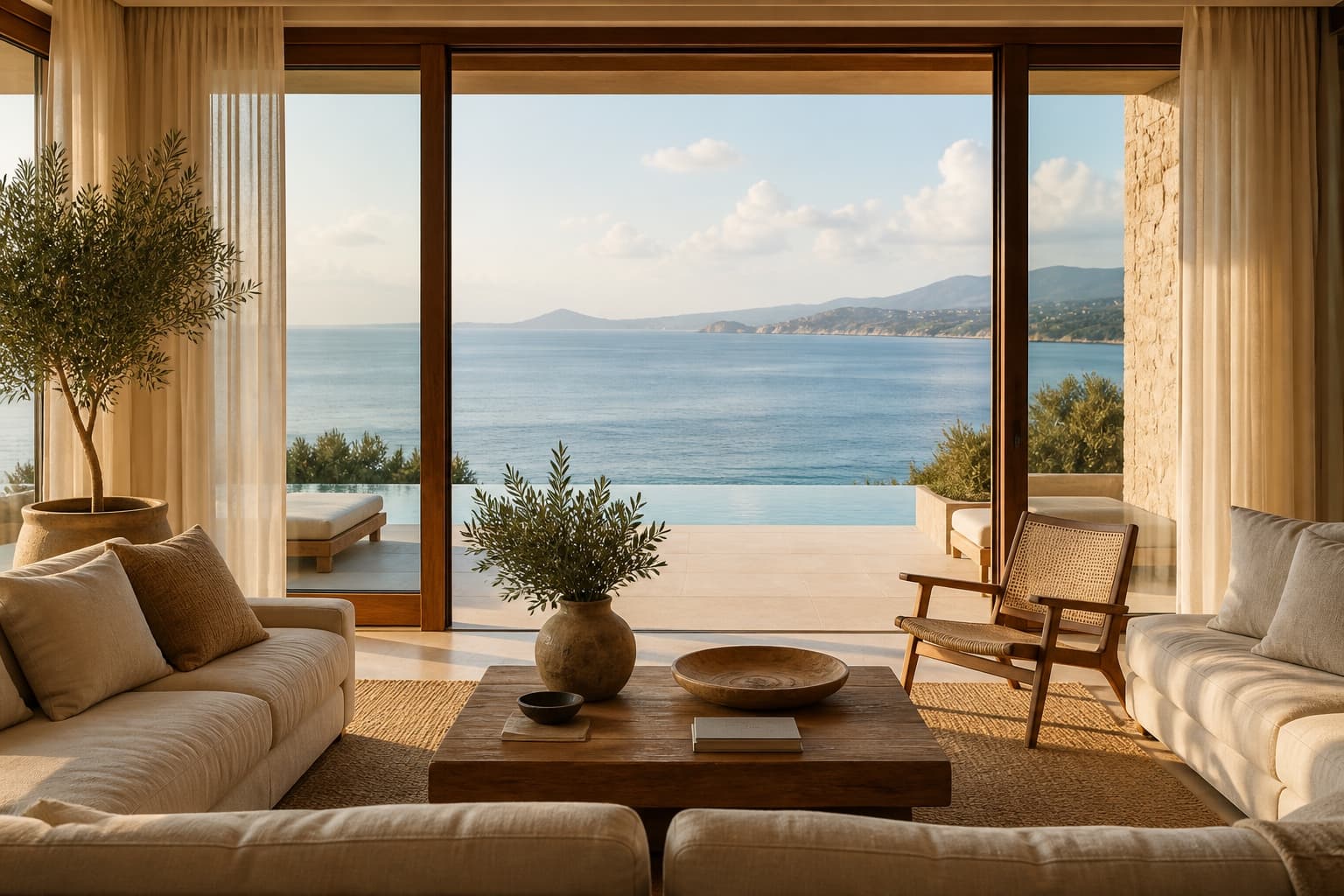 An ocean view from a quiet room