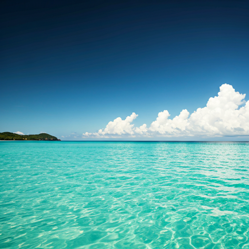 Turquoise water under an open sky